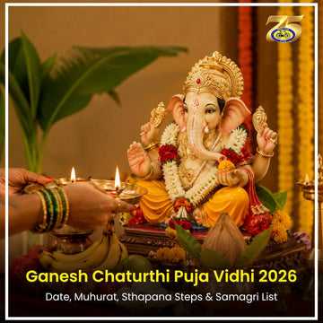 Ganesh Chaturthi Puja Vidhi 2026 with Ganesha idol, puja samagri and diya