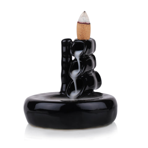 Backflow Incense Cone Holder with Incense Cones - Bamboo Design