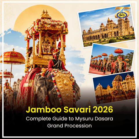 Jamboo Savari 2026 Mysuru Dasara procession with decorated elephants carrying the golden howdah