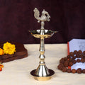 7.6 Inch Pure Brass Peacock Kerala Diya - thumbnail 1