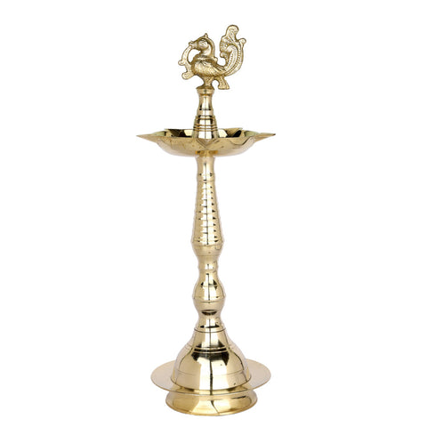 13 Inch Pure Brass Peacock Kerala Diya