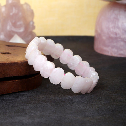 Rose Quartz Flat-Beaded Bracelet Stylish Spiritual Wear