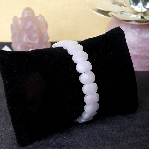 Rose Quartz Flat-Beaded Bracelet Stylish Spiritual Wear