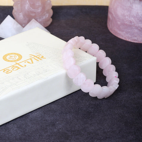 Rose Quartz Flat-Beaded Bracelet Stylish Spiritual Wear