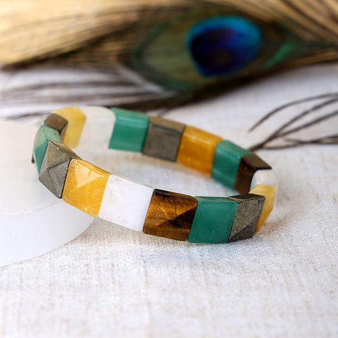 Money Magnet Flat Rectangular Bead Bracelet Spiritual Wear