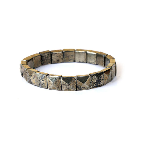 Pyrite Pyramid Square Faced Bracelet Stylish Spiritual Wear