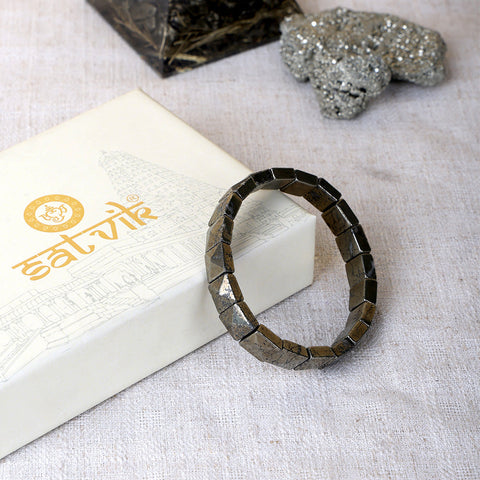 Pyrite Pyramid Square Faced Bracelet Stylish Spiritual Wear