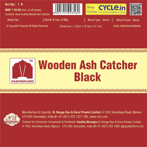 Handcrafted Neem Wood Ash Catcher | Available colors - Black, Orange, Natural