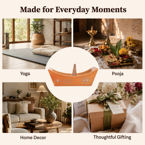Tub Design Wooden Incense Holder & Ash Catcher | Neem Wood Agarbatti Stand | Heat Resistant & Easy to Clean | Perfect for Pooja, Meditation & Home Décor