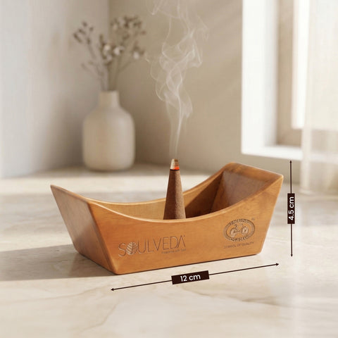 Tub Design Wooden Incense Holder & Ash Catcher | Neem Wood Agarbatti Stand | Heat Resistant & Easy to Clean | Perfect for Pooja, Meditation & Home Décor