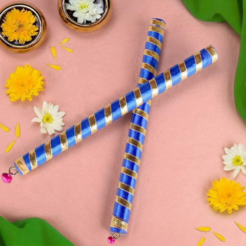 Vibrant Satin & Gold Wrapped Wooden Dandiya for Kids
