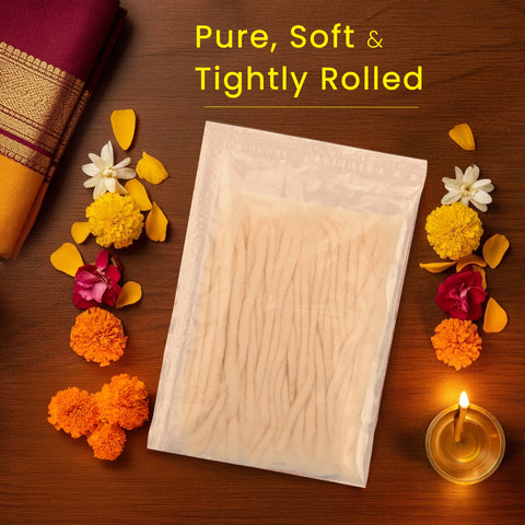 Samai Watt - Pack of 4 | Pure Cotton Wicks for Diyas