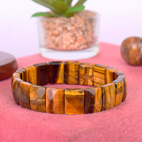 Flat Beaded Tiger Eye Bracelet Stylish Spiritual Wear