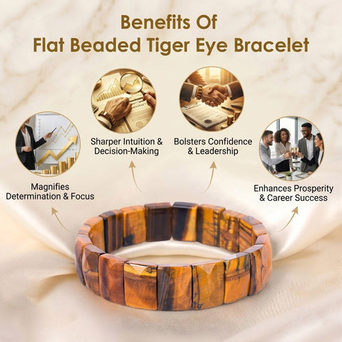 Flat Beaded Tiger Eye Bracelet Stylish Spiritual Wear