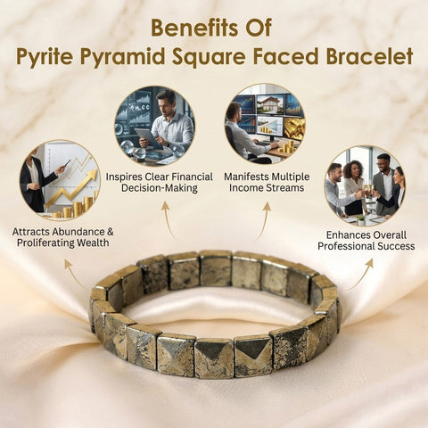 Pyrite Pyramid Square Faced Bracelet Stylish Spiritual Wear