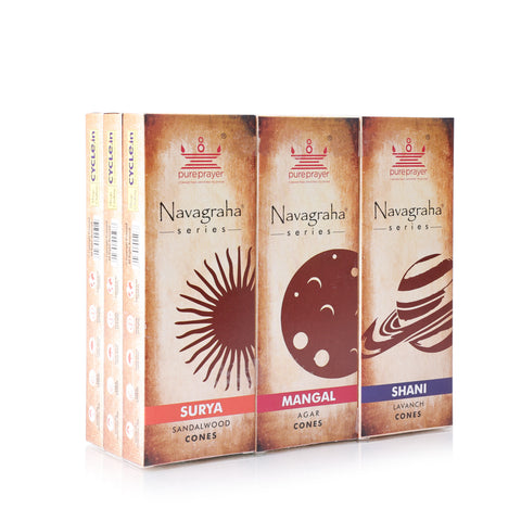 Navagraha Series Temple Cones – Pack of 9 Fragrances (Charcoal-free, Bambooless Cones)