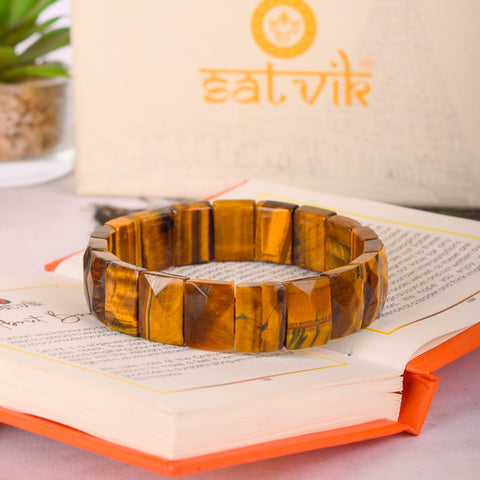 Flat Beaded Tiger Eye Bracelet Stylish Spiritual Wear