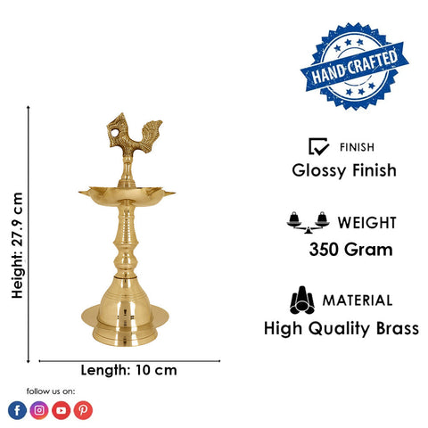 11 Inch Brass Peacock Kerala Diya