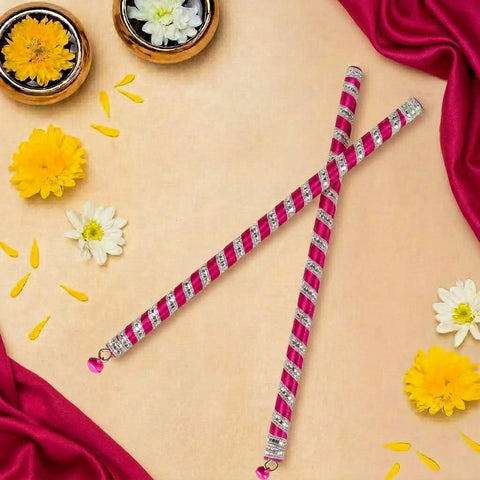 Handcrafted Silk Ribbon Wrapped Wooden Dandiya Sticks