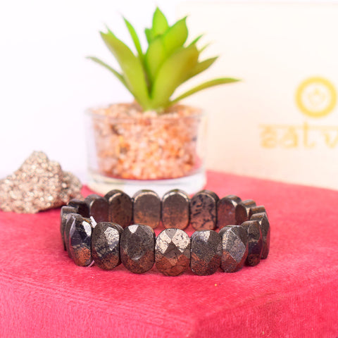Flat Beaded Pyrite Stone Bracelet Stylish Spiritual Wear