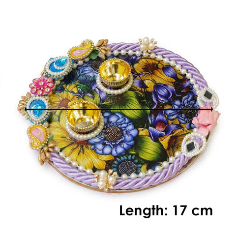 Vibrant Floral Design Rakhi Puja Thali