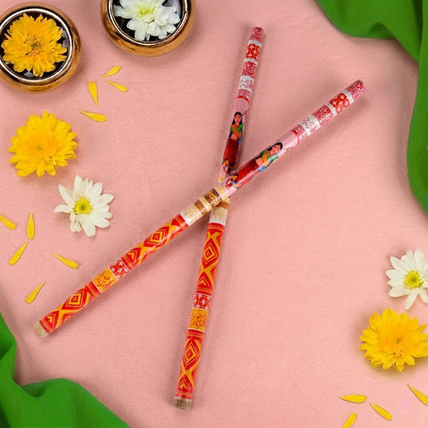 Traditional Folk Art Print Wooden Dandiya Sticks