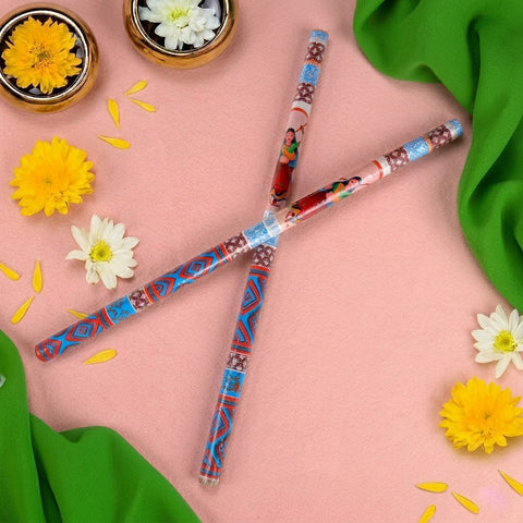 Traditional Folk Art Print Wooden Dandiya Sticks