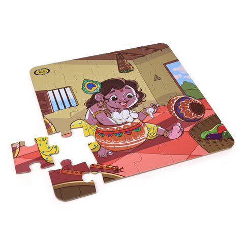 Kids Jigsaw Puzzle - Krishna Makhan Chor | Fun, Focus & Devotion | Tiny Flute Puzzle