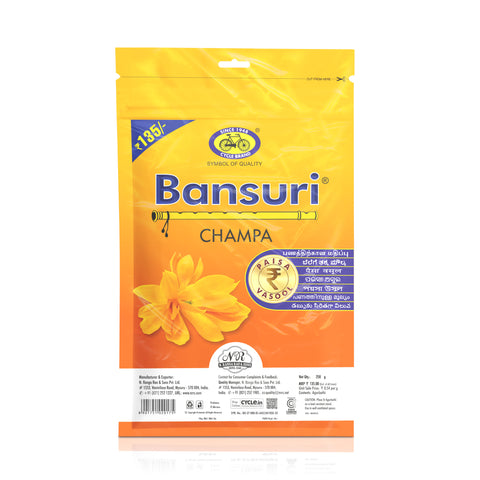 Bansuri Agarbatti Combo Pack of 3 - Chandan, Rose, Champa Natural Fragrance (250gm per pack)