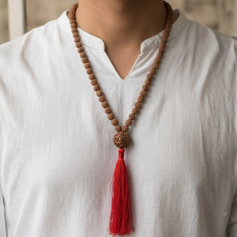 5 Mukhi Rudraksh Mala with Sumeru Bead