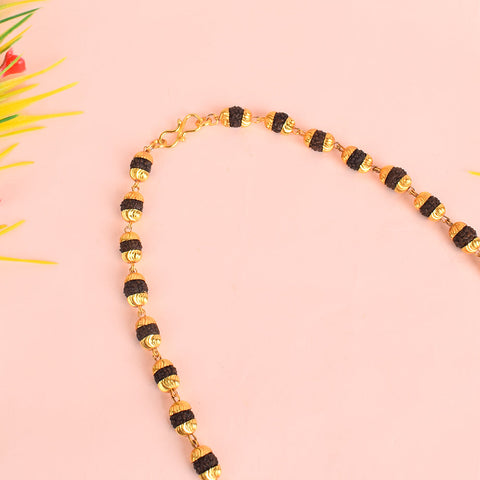 5 Mukhi Golden Capping Natural Rudraksha Mala 100% Original & Certified