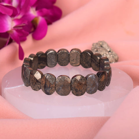 Flat Beaded Pyrite Stone Bracelet Stylish Spiritual Wear
