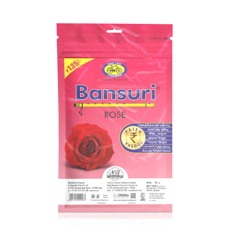 Bansuri Agarbatti Combo Pack of 3 - Chandan, Rose, Champa Natural Fragrance (250gm per pack)