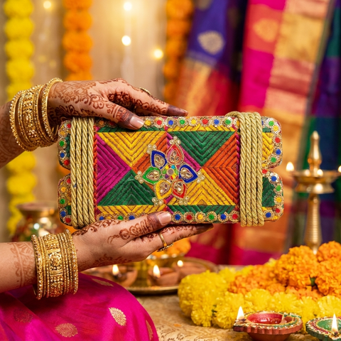 Multicolor Phulkari Embroidery Jhula Patri for Teej