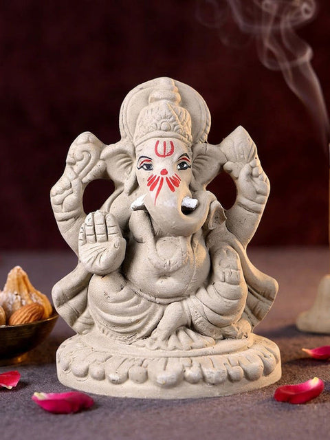 4 Inch Traditional Eco-Friendly Natural Clay Ganesha Idol