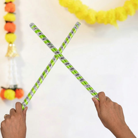 Handcrafted Silk Ribbon Wrapped Wooden Dandiya Sticks