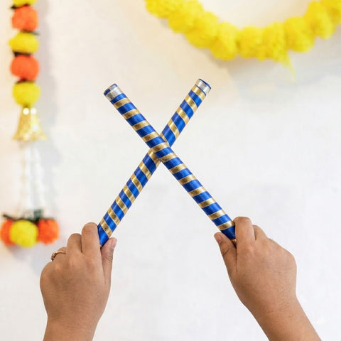 Vibrant Satin & Gold Wrapped Wooden Dandiya for Kids
