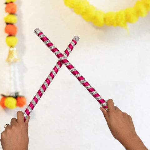 Handcrafted Silk Ribbon Wrapped Wooden Dandiya Sticks