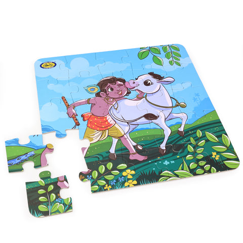 Kids Jigsaw Puzzle - Krishna with Cow | Fun, Focus & Devotion | Tiny Flute Puzzle