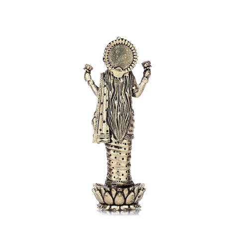 Goddess Lakshmi Standing on Lotus Brass Idol