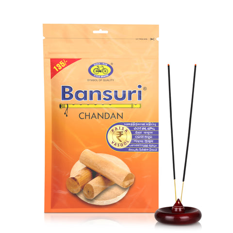 Bansuri Agarbatti Combo Pack of 3 - Chandan, Rose, Champa Natural Fragrance (250gm per pack)