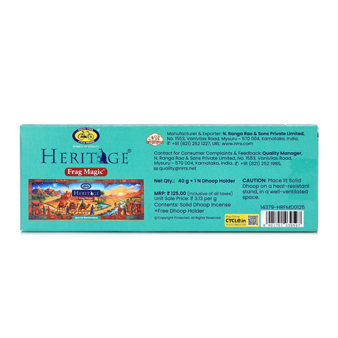 Heritage Frag Magic Bambooless Solid Dhoop Sticks – 40 gm