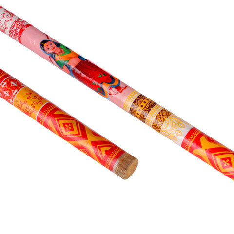 Traditional Folk Art Print Wooden Dandiya Sticks