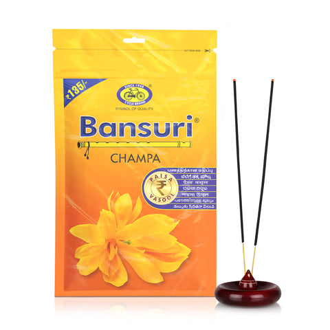 Bansuri Agarbatti Combo Pack of 3 - Chandan, Rose, Champa Natural Fragrance (250gm per pack)