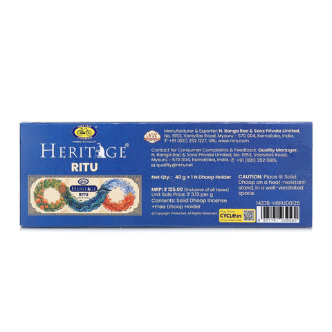 Heritage Ritu Bambooless Solid Dhoop Sticks
