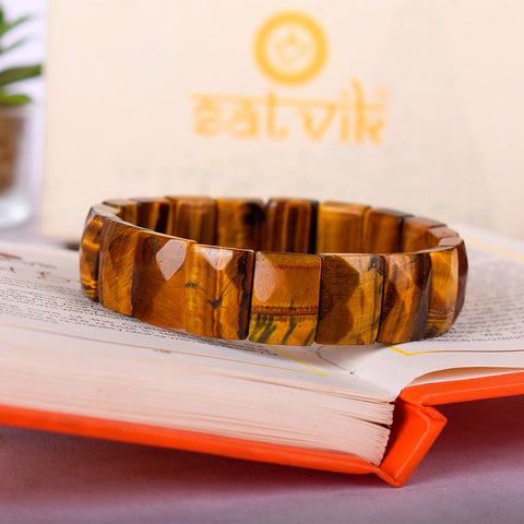 Flat Beaded Tiger Eye Bracelet Stylish Spiritual Wear