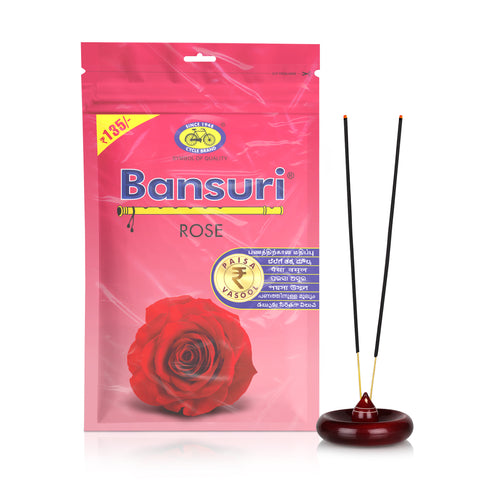 Bansuri Agarbatti Combo Pack of 3 - Chandan, Rose, Champa Natural Fragrance (250gm per pack)