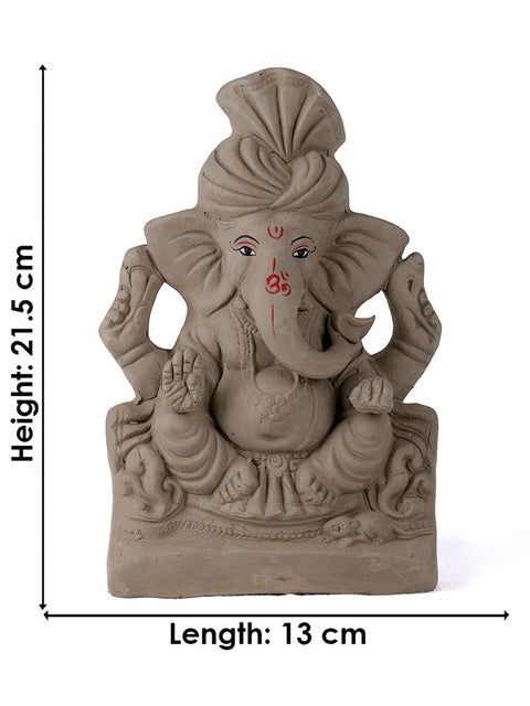 8 Inch Natural Clay Eco Friendly Ganesha Idol