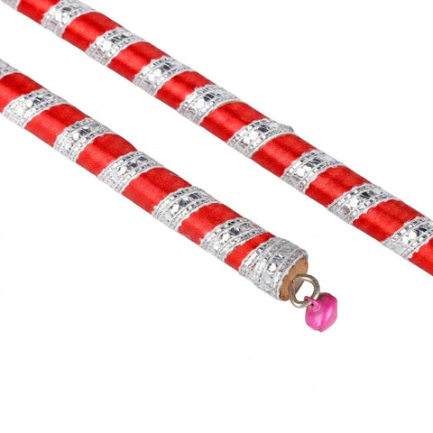 Handcrafted Silk Ribbon Wrapped Wooden Dandiya Sticks