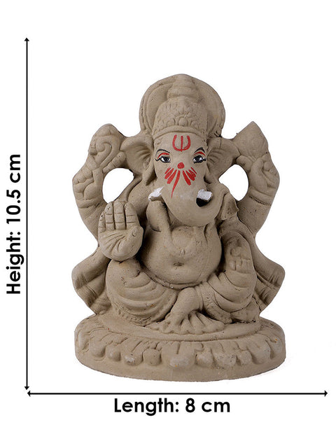 4 Inch Traditional Eco-Friendly Natural Clay Ganesha Idol